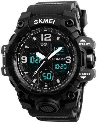 SKMEI Men�s Digital Analog Sport Wristwatch Large Face Dual Display Stopwatch Calendar Alarm Waterproof�Black Analog-Digital Watch  - For Men