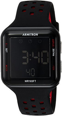 

Armitron Sport black3852 Armitron Sport Unisex 40/8417BRD Red Accented Digital Chronograph Black Perforated Silicone Strap Watch Watch - For Men & Women