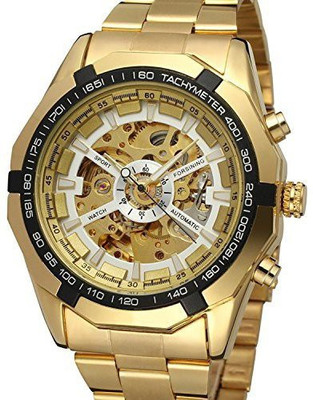 

Fanmis Gold18324 Fanmis Mens Skeleton Automatic Golden Watch with Stainless Steel Bracelet Watch Watch - For Men