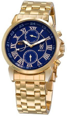 

Konigswerk Blue 9480 Konigswerk Mens Gold Tone Bracelet Watch Blue Roman Numeral Dial Day Date Sun Moon Display AQ101091G-1 Watch - For Men