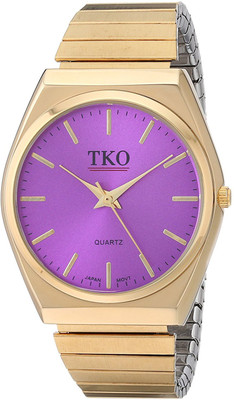 

TKO Purple 14298 TKO Gold Stainless Steel Expansion Bracelet Stretch Thin Case Purple Face Flex Teen Girls Watch TK649PR Watch - For Women