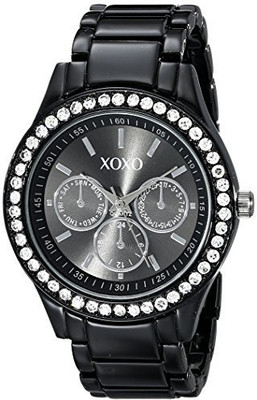 

XOXO Silver 6540 XOXO Women's XO5403 Black Enamel Bracelet With Rhinestones Accent Watch Watch - For Women