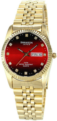 

Swanson Japan red22107 Swanson Men's Gold Day-Date Watch Stone Blood Red Dial Watch - For Men