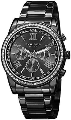 

Akribos XXIV Black19521 Akribos XXIV Men's AK868BK Round Dark Gray Dial Three Hand Quartz Black Bracelet Watch Watch - For Men