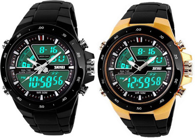 

Skmei Gold-black Combo Watch - For Men