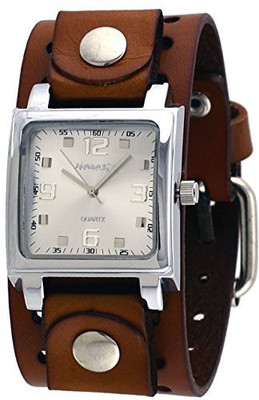 

Nemesis Silver168 Nemesis #BB516S Men's Brown Wide Leather Cuff Band Analog Silver Dial Watch Watch - For Women