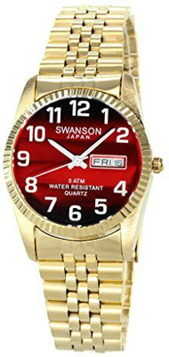 

Swanson Japan red22710 Swanson Men's Gold Day-Date Watch Red Dial with Large White Numbers Watch - For Men
