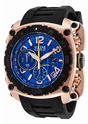 Elini Barokas blue20766 Elini Barokas Men's ELINI-20010-RG-03-BB The General Analog Display Swiss Quartz Black Watch Watch - For Men