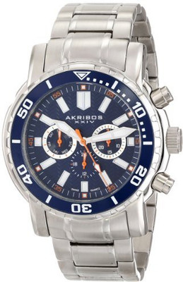 Akribos XXIV blue11619 Akribos XXIV Men's AK675BU Grandiose Swiss Quartz Stainless Steel Navy Watch Watch - For Men