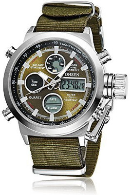 

OHSEN green22326 OHSEN Military Army Type Green Analog Digital Quartz Nylon Band Wrist Watch Watch - For Men