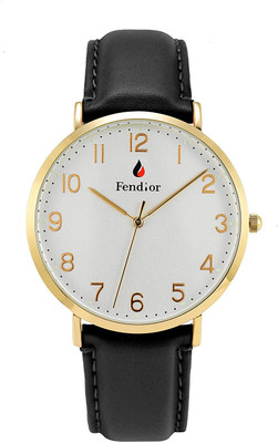

Fendior White23220 Fendior Waterproof Unisex Black Leather Band Slim Gold Easy to Read Quartz Dress Watches Watch - For Men