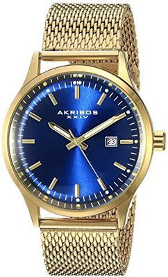 

Akribos XXIV Blue19392 Akribos XXIV Men's AK901RGBU Blue Dial Gold-Tone Quartz Stainles Steel Mesh Bracelet Watch Watch - For Men