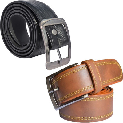 

Sun Shopping Men Formal Multicolor Synthetic Belt, Black:tan