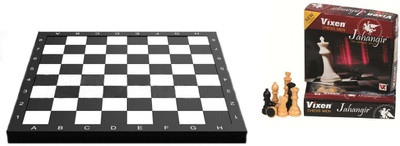 

Vixen Best Combo of two - one Wooden chess board and extra one box of very good quality Jahangir chess coins (Golden & Black)- Board Game