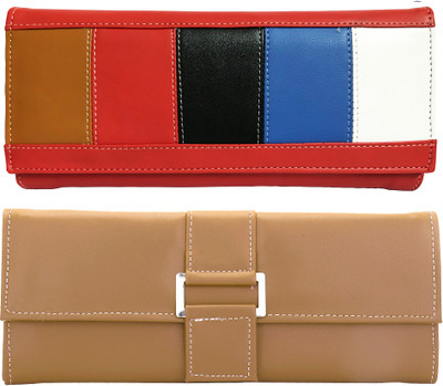 

Lady bar Casual Tan, Red Clutch, Red;tan