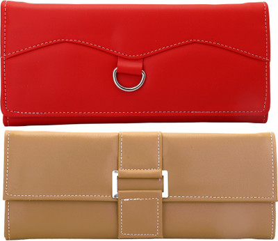 

Lady bar Casual Tan, Red Clutch, Red;tan
