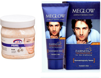 

Pink Root Pearl Scrub 500ml and Meglow Premium Fairness Cream SPF-15(Set of 2)