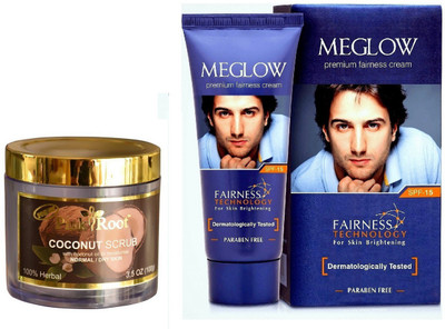 

Pink Root Coconut Scrub 100gm and Meglow Premium Fairness Cream SPF-15(Set of 2)