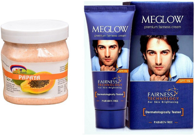 

Pink Root Papaya Scrub 500ml and Meglow Premium Fairness Cream SPF-15(Set of 2)