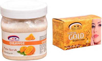 

Pink Root Gold Bleach 250gm, Orange Scrub 500ml(Set of 2)