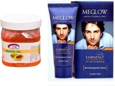 

Pink Root Papaya Gel 500ml and Meglow Premium Fairness Cream SPF-15(Set of 2)