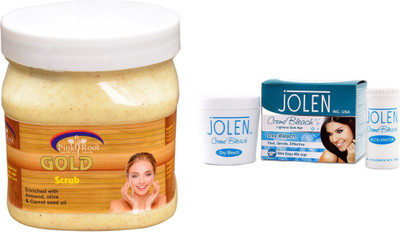 

Pink Root Gold Scrub 500ml and JOLEN Oxy Bleach Crème 35g(Set of 2)