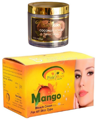 

Pink Root Mango Bleach 250gm, Coconut Scrub 100gm(Set of 2)