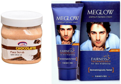 

Pink Root Chocolate Scrub 500ml and Meglow Premium Fairness Cream SPF-15(Set of 2)