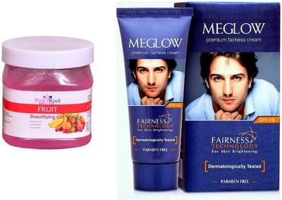 

Pink Root Fruit Gel 500ml and Meglow Premium Fairness Cream SPF-15(Set of 2)