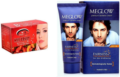 

Pink Root Mix Fruit Bleach 250g and Meglow Premium Fairness Cream SPF-15(Set of 2)