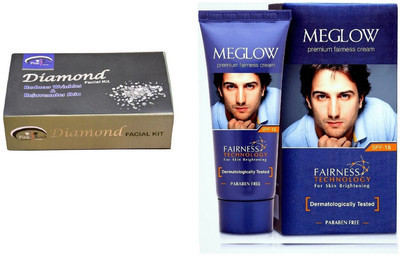 

Pink Root Diamond Facial Kit 83gm and Meglow Premium Fairness Cream SPF-15(Set of 2)