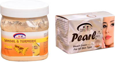 

Pink Root Pearl Bleach 250gm, Sandal & Turmeric Mask 500ml(Set of 2)