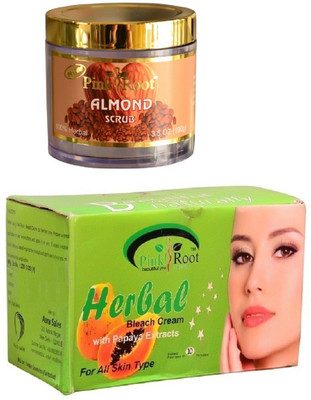 

Pink Root Herbal Bleach 250gm, Almond Scrub 100gm(Set of 2)