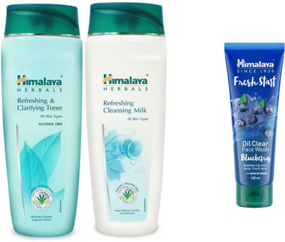 

Himalaya Refreshing Clarifying Toner & Cleansing Milk, Fresh Start Oil Clear Blueberry Face Wash(Set of 3)