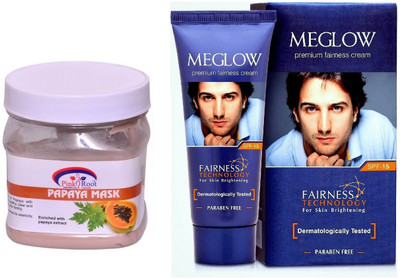 

Pink Root Papaya Mask 500ml and Meglow Premium Fairness Cream SPF-15(Set of 2)