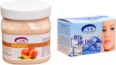 

Pink Root Oxy Ice Cool Bleach 250gm, Apricot Scrub 500ml(Set of 2)