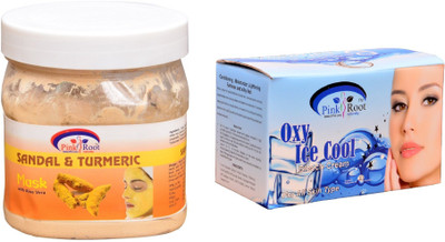 

Pink Root Oxy Ice Cool Bleach 250gm, Sandal & Turmeric Mask 500ml(Set of 2)