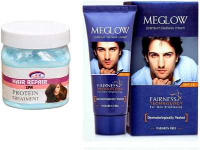 

Pink Root Hair Repair Spa 500ml and Meglow Premium Fairness Cream SPF-15(Set of 2)