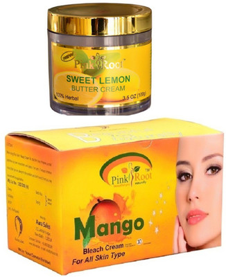 

Pink Root Mango Bleach 250gm, Sweet Lemon Butter Cream 100gm(Set of 2)
