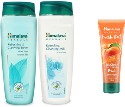 

Himalaya Refreshing Clarifying Toner & Cleansing Milk, Fresh Start Oil Clear Peach Face Wash(Set of 3)