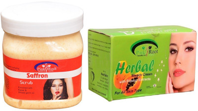 

Pink Root Herbal Bleach 250gm, Saffron Scrub 500ml(Set of 2)