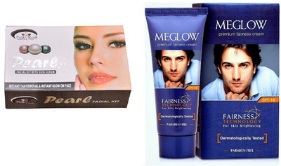 

Pink Root Pearl Facial Kit 83gm and Meglow Premium Fairness Cream SPF-15(Set of 2)