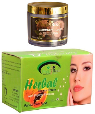 

Pink Root Herbal Bleach 250gm, Coconut Scrub 100gm(Set of 2)