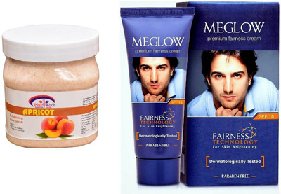 

Pink Root Apricot Scrub 500ml and Meglow Premium Fairness Cream SPF-15(Set of 2)