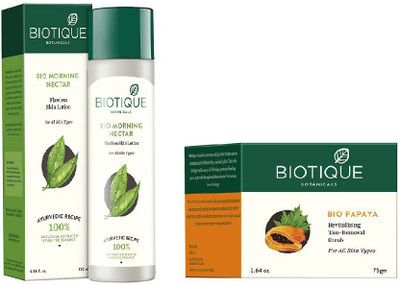 

BIOTIQUE BIO Bio Morning Nectar Flawless Skin Lotion, Bio Papaya Revitalizing Tan Removal Scrub(Set of 2)