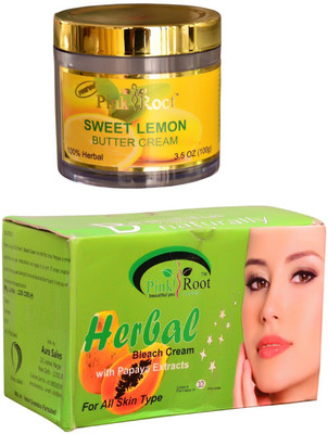 

Pink Root Herbal Bleach 250gm, Sweet Lemon Butter Cream 100gm(Set of 2)