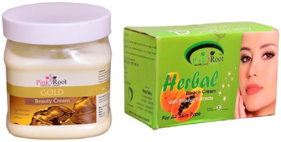 

Pink Root Herbal Bleach 250gm, Gold Cream 500ml(Set of 2)