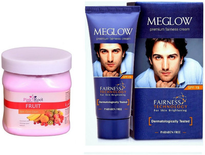 

Pink Root Fruit Cream 500ml and Meglow Premium Fairness Cream SPF-15(Set of 2)