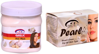

Pink Root Pearl Bleach 250gm, Garlic Hair Mask 500ml(Set of 2)