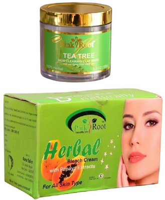 

Pink Root Herbal Bleach 250gm, Tea Tree Skin Clearing Clay Mask 100gm(Set of 2)